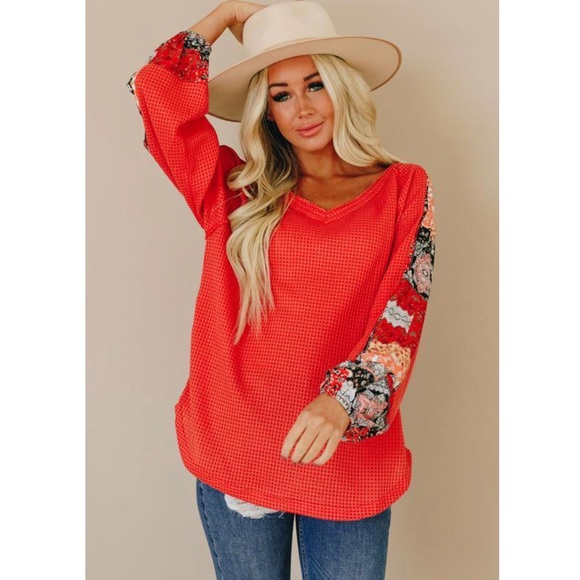 Private Label Tops - Last One! Shake It Up Thermal Top Orange